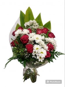 Ramo de condolencias con crisantemos blancos