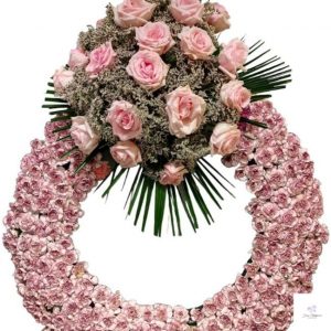 Corona fúnebre rosa